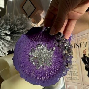 2 Purple Resin Coaster with Silver Accents